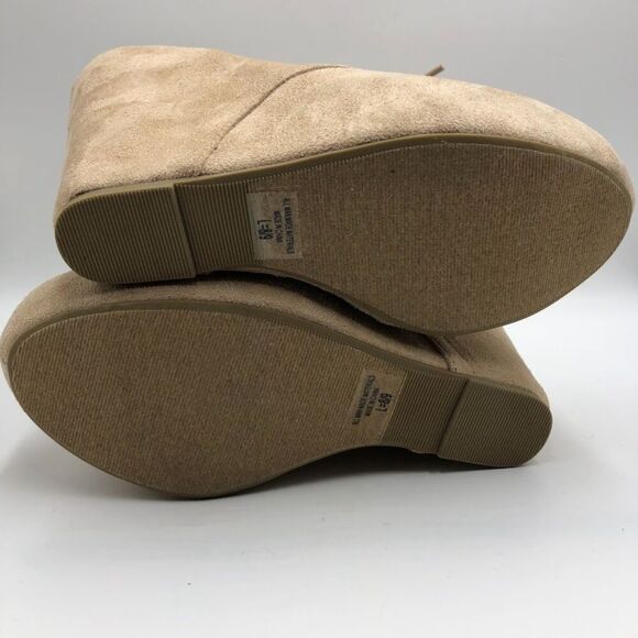 Y2K Rue 21 Women's Tan Covered Wedge Heel Lace Up Unworn Shoes Large 8/9 - Picture 6 of 9